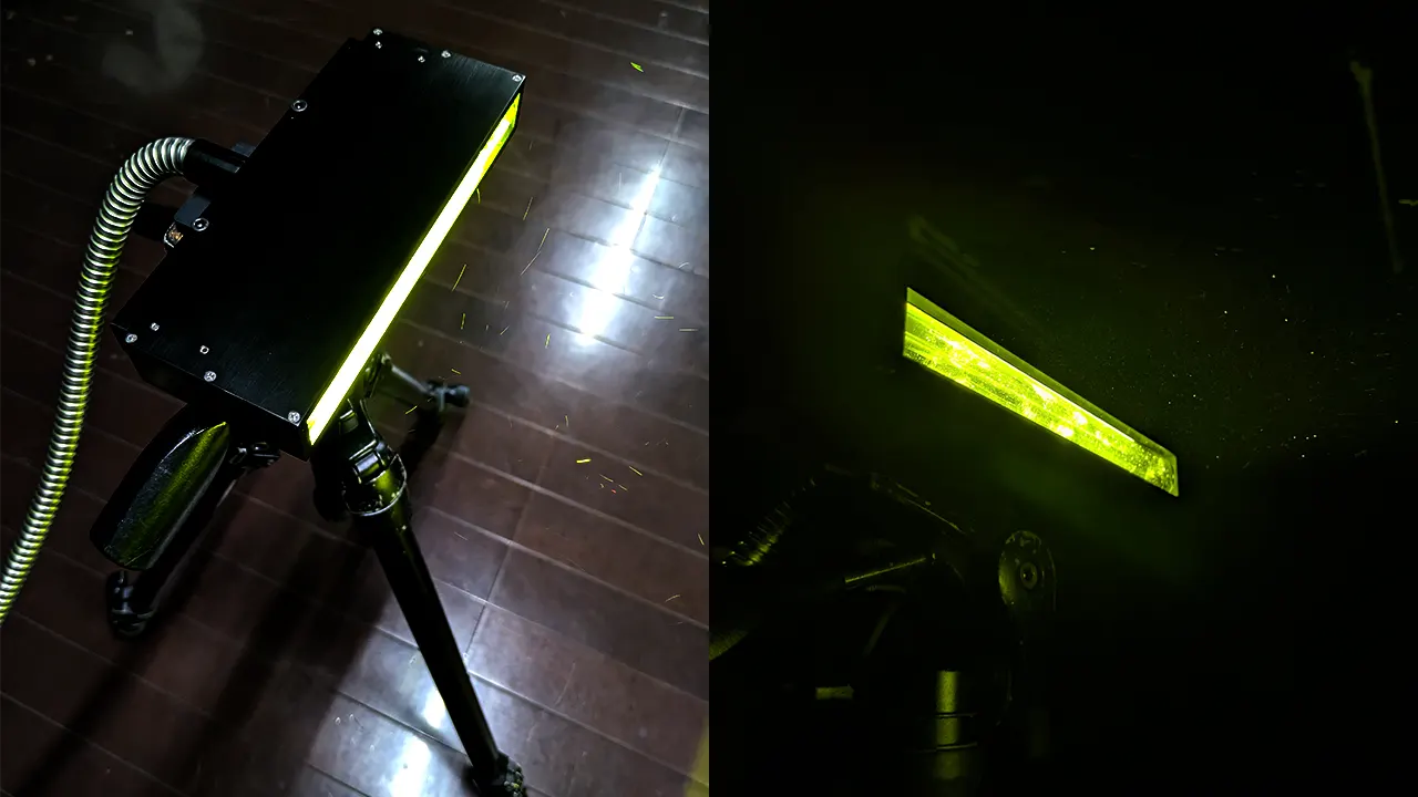 可視化用ルミネッセンス光源_KLM-600FC_ファイバー光学系＋三脚