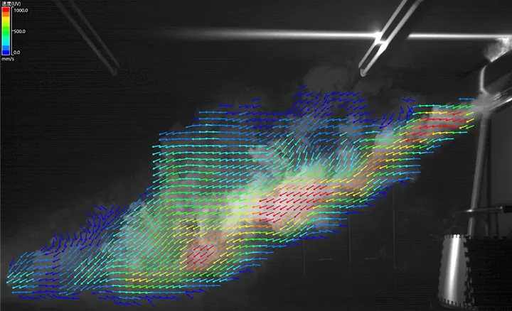 エアコンの気流をPIVで速度ベクトルを算出