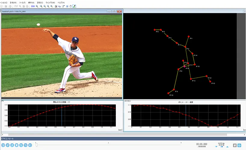 運動解析・モーションキャプチャーの解析画面